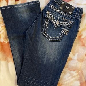 Miss me jeans flare leg and Inseam is 31.